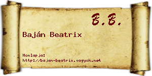 Baján Beatrix névjegykártya